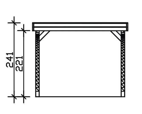 Technische Zeichnung eines Carports mit Maßangaben