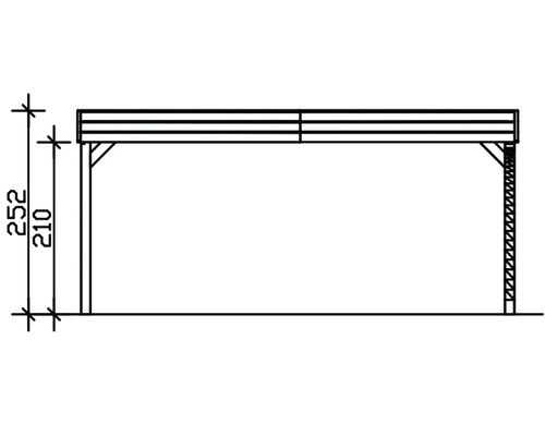 Technische Zeichnung einer Holzkonstruktion mit Höhenangaben