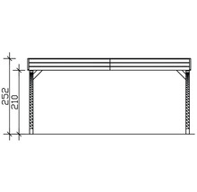 Technische Zeichnung eines Carports mit Höhenangaben