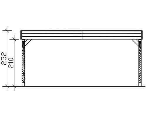 Technische Zeichnung eines Carports mit Höhenangaben