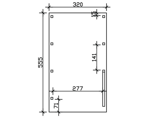 Technische Zeichnung mit Maßangaben