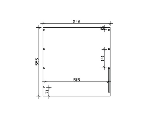 Grundrisszeichnung mit Maßangaben in Millimetern