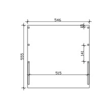Technische Zeichnung mit Maßangaben: Länge 546, Breite 555 und Tiefe 515.