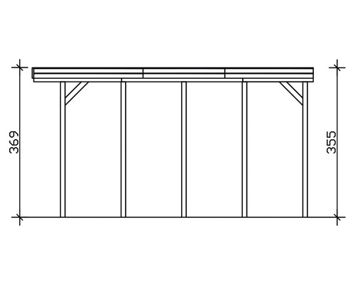 Technische Zeichnung eines Carports mit Höhenangaben