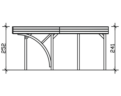Technische Zeichnung eines Carports mit Maßangaben