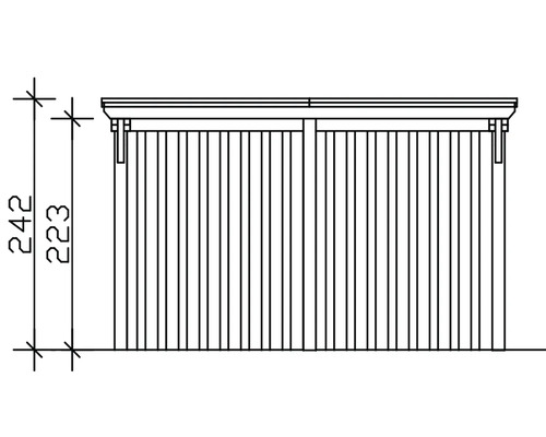 Technische Zeichnung eines Sichtschutzzauns mit Höhenangaben