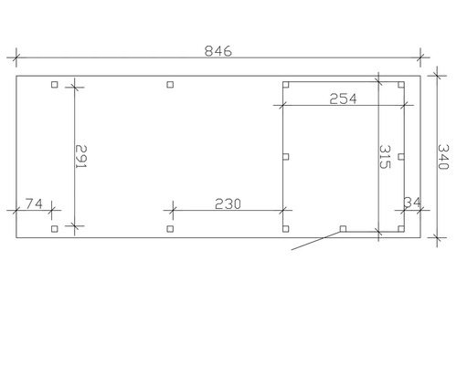 Technische Zeichnung mit Maßangaben