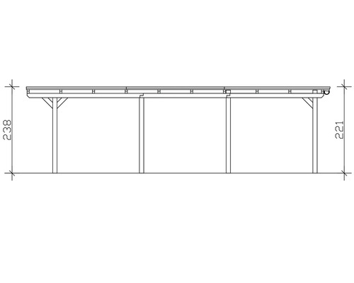 Technische Zeichnung eines Carports mit Höhenangaben