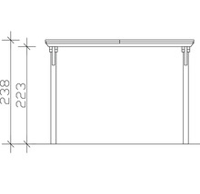 Technische Zeichnung eines Pavillons mit Höhenangabe