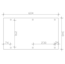 Technische Zeichnung mit Maßangaben für ein Bauelement