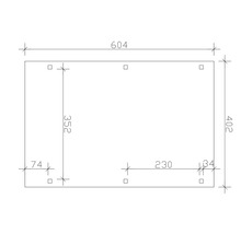 Technische Zeichnung mit Maßangaben: 604, 402, 352, 230, 74 und 34.