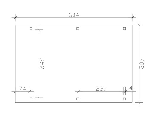 Technische Zeichnung mit Maßangaben: 604, 402, 352, 230, 74 und 34.
