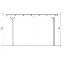 Technische Zeichnung eines Pavillons mit Maßangaben