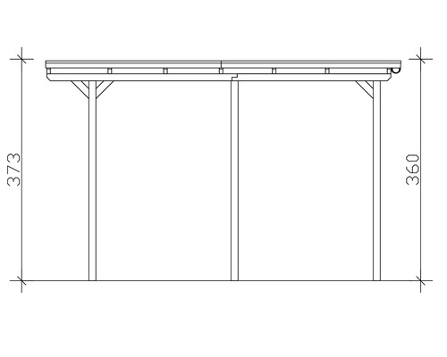 Technische Zeichnung eines Pavillons mit Maßangaben