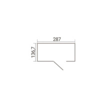 Grundriss einer rechteckigen Struktur mit den Maßen 287 und 136,7.