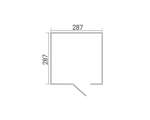 Grundriss einer Gartenhütte mit den Maßen 287 mal 287