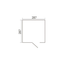 Grundriss eines quadratischen Raums mit den Maßen 287 mal 287 und einer Türöffnung.