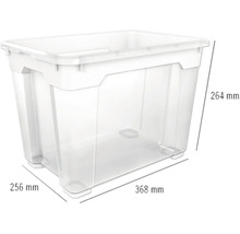 Aufbewahrungsbox aus Kunststoff mit den Maßen 368 x 256 x 264 Millimeter