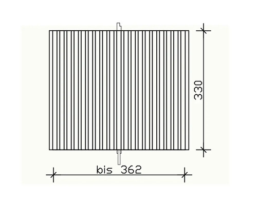 Technische Zeichnung des Produkts mit den Maßen 330 mal circa 362.