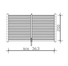 Technische Zeichnung eines Sichtschutzzaunes mit Maßangaben
