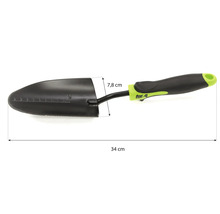 Gartenschaufel mit einer Länge von 34 cm und einer Blattbreite von 7,8 cm.