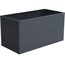 Rechteckiges Hochbeet aus Metall in Anthrazit.