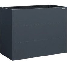 Anthrazitfarbenes Hochbeet aus Metall von Weka in rechteckiger Form mit drei horizontalen Paneelen.