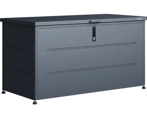 Weka Gartenbox aus Metall in Anthrazit, abschließbare rechteckige Aufbewahrungstruhe.