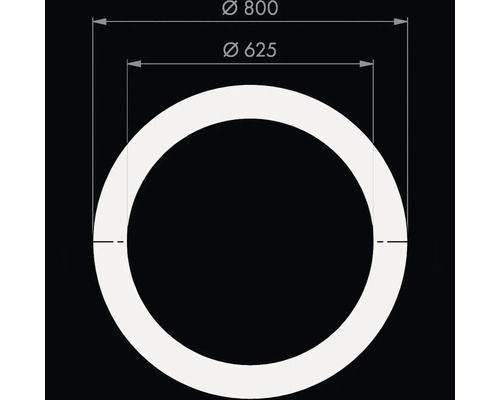 Technische Zeichnung eines Rings mit einem Außendurchmesser von 800 und einem Innendurchmesser von 625.