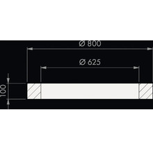 Maßzeichnung eines Rings mit Außendurchmesser 800, Innendurchmesser 625 und Höhe 100.