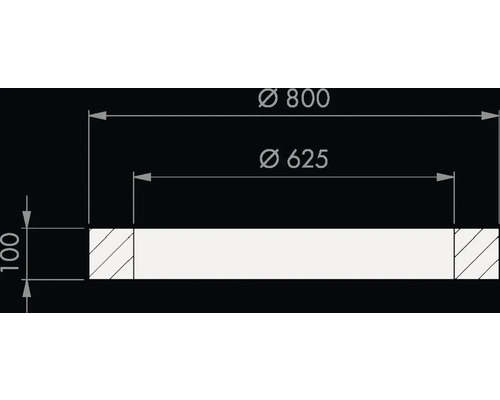 Maßzeichnung eines Rings mit Außendurchmesser 800, Innendurchmesser 625 und Höhe 100.