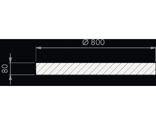 Technische Zeichnung mit Maßen: Durchmesser 800 Millimeter und Höhe 80 Millimeter.