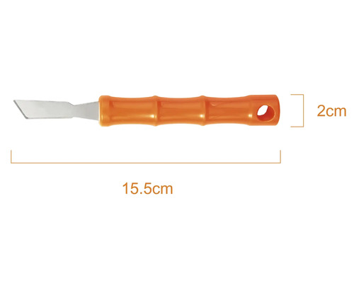 Fugenkratzer mit Kunststoffgriff, Länge 15,5 Zentimeter und Breite 2 Zentimeter.