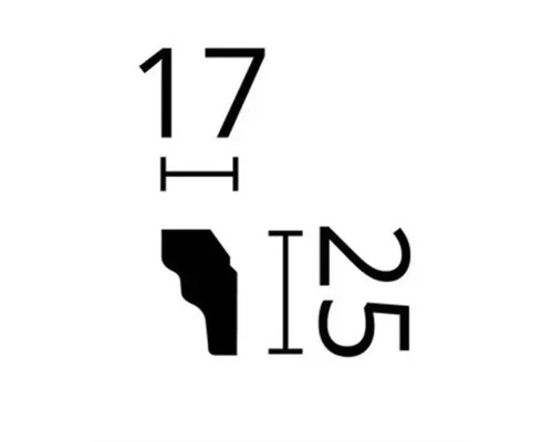 Maßzeichnung einer Profilleiste mit einer Breite von 17 und einer Höhe von 25.