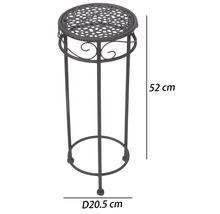 Runder Blumenhocker aus Metall mit Ornamenten, Höhe 52 Zentimeter, Durchmesser 20,5 Zentimeter