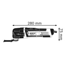 Bosch Professional Multi-Cutter mit Maßen: Länge 280 Millimeter und Höhe 75 Millimeter.