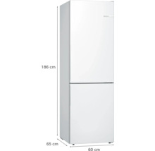 Bosch Kühl-Gefrierkombination in Weiß, Maße: Höhe 186 Zentimeter, Breite 60 Zentimeter, Tiefe 65 Zentimeter.