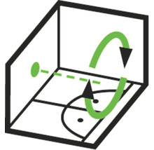 Symbol für die Selbstnivellierungsfunktion eines Lasers zur Ausrichtung im Raum.