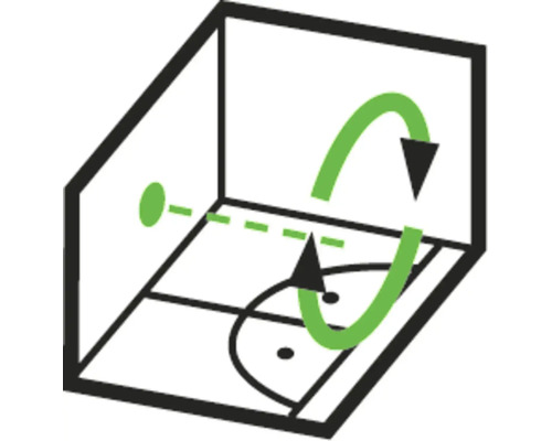 Symbol für die Selbstnivellierungsfunktion eines Lasers zur Ausrichtung im Raum.