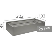 Metall-Hochbeet mit den Maßen 202 Zentimeter Länge, 103 Zentimeter Breite und 45 Zentimeter Höhe, Modell 2x1 MINI.