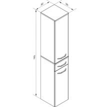 Maßzeichnung eines Bad-Hochschranks: Höhe 1652 Millimeter, Breite 320 Millimeter, Tiefe 302 Millimeter.