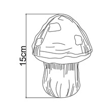 Skizze einer Pilz-Gartenfigur mit einer Gesamthöhe von 15 Zentimetern.