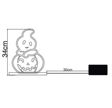 Halloween LED-Dekoration Geist auf Kürbis, Höhe 34 Zentimeter, Kabellänge 30 Zentimeter