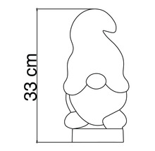 Umrisszeichnung eines Gartenzwergs mit einer Höhenangabe von 33 Zentimetern.