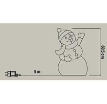 Skizze einer Schneemann-Weihnachtsfigur mit einer Höhe von 60,5 Zentimetern und einer Kabellänge von 5 Metern.