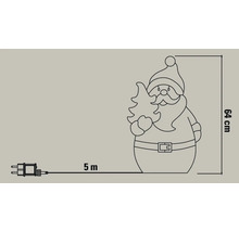 Umrisszeichnung einer Weihnachtsmann-Figur mit Tannenbaum, Höhe 64 Zentimeter, Zuleitungskabel 5 Meter mit Stecker.