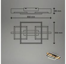 Maßzeichnung einer LED-Deckenleuchte mit den Abmessungen 550 Millimeter Breite, 300 Millimeter Tiefe und 80 Millimeter Höhe.