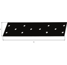 Flachverbinder mit Maßangaben für Länge a und Breite b, Holzverbinder aus Metall mit mehreren Bohrlöchern.