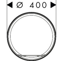 Maßzeichnung eines runden Produkts mit einem Durchmesser von 400 Millimetern.