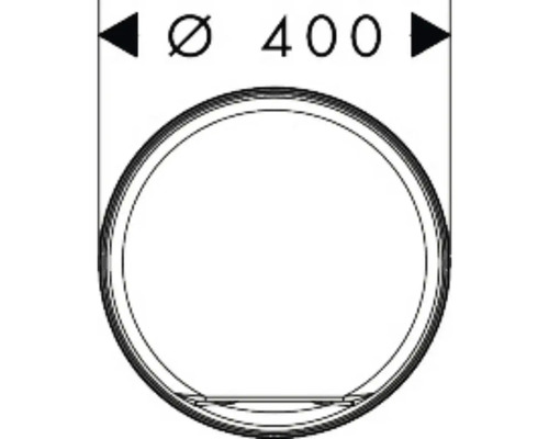 Maßzeichnung eines runden Produkts mit einem Durchmesser von 400 Millimetern.